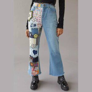 Urban Outfitters BDG High-Waisted Flare Jean Indigo Craft Embellished
